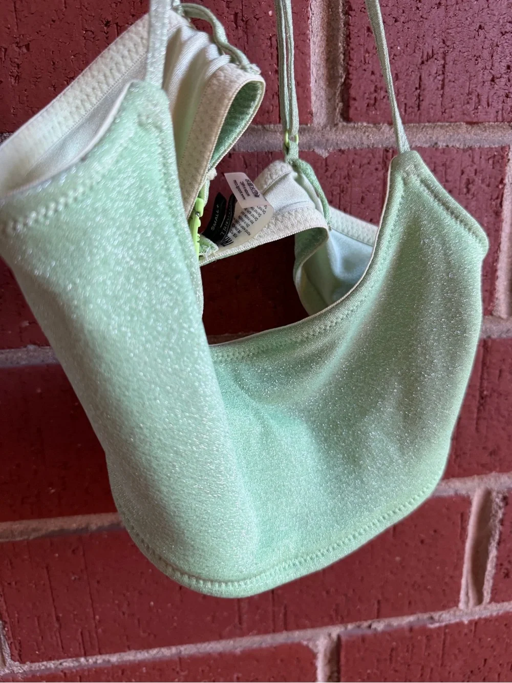 Triangl Shimmery Light Green Bikini Top Size Small
